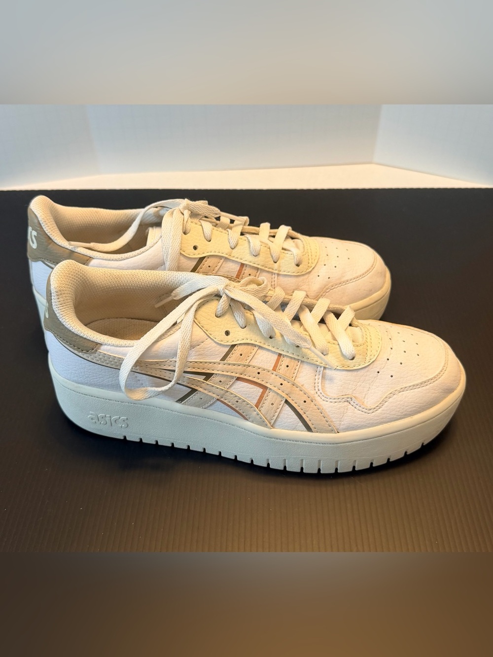 Asics Off-White & Beige Platform Sneakers